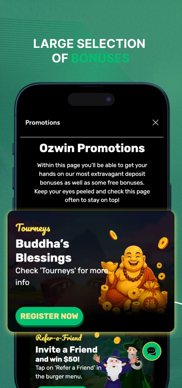 Use bonuses at Ozwin online casino.