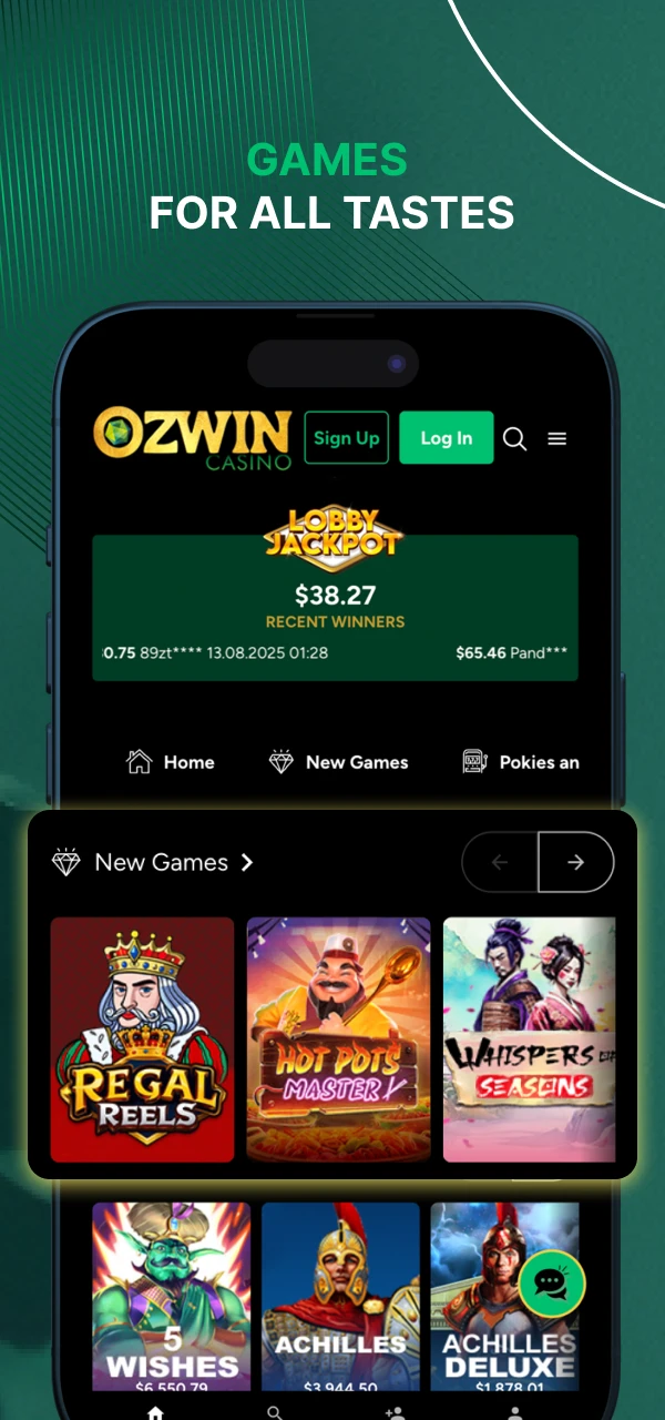Online casino Ozwin offers games for every taste.