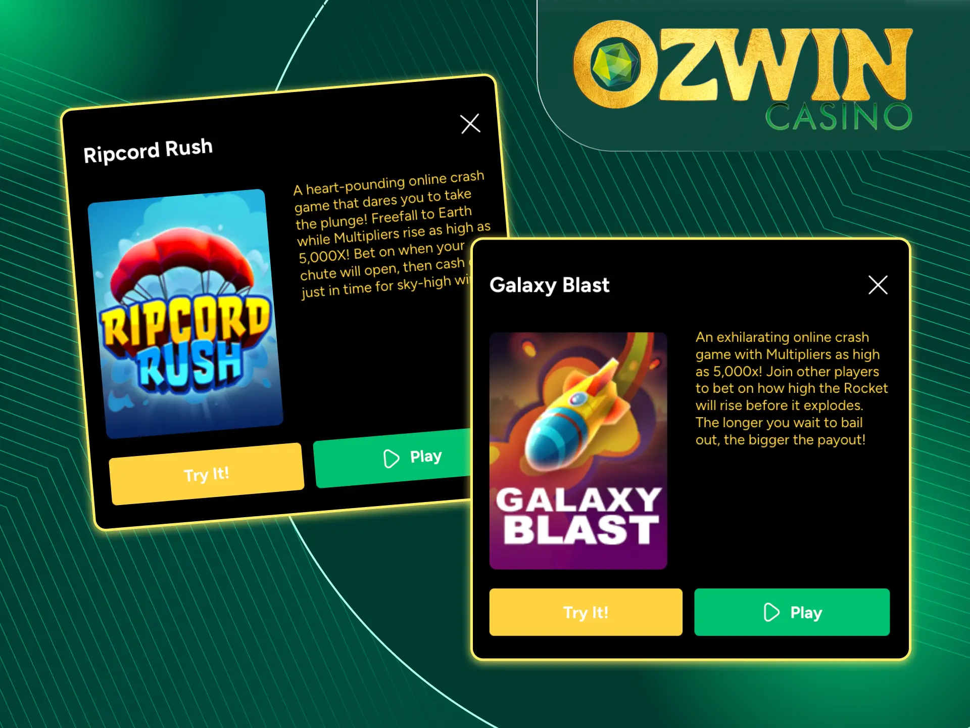 At Ozwin online casino you can find Crash Games.