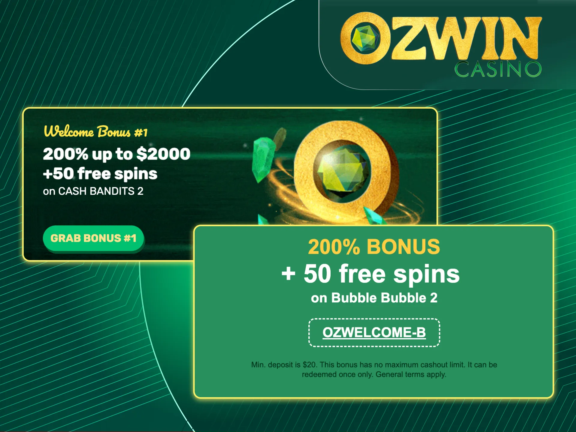 Make your first deposit at Ozwin online casino and get free spins.