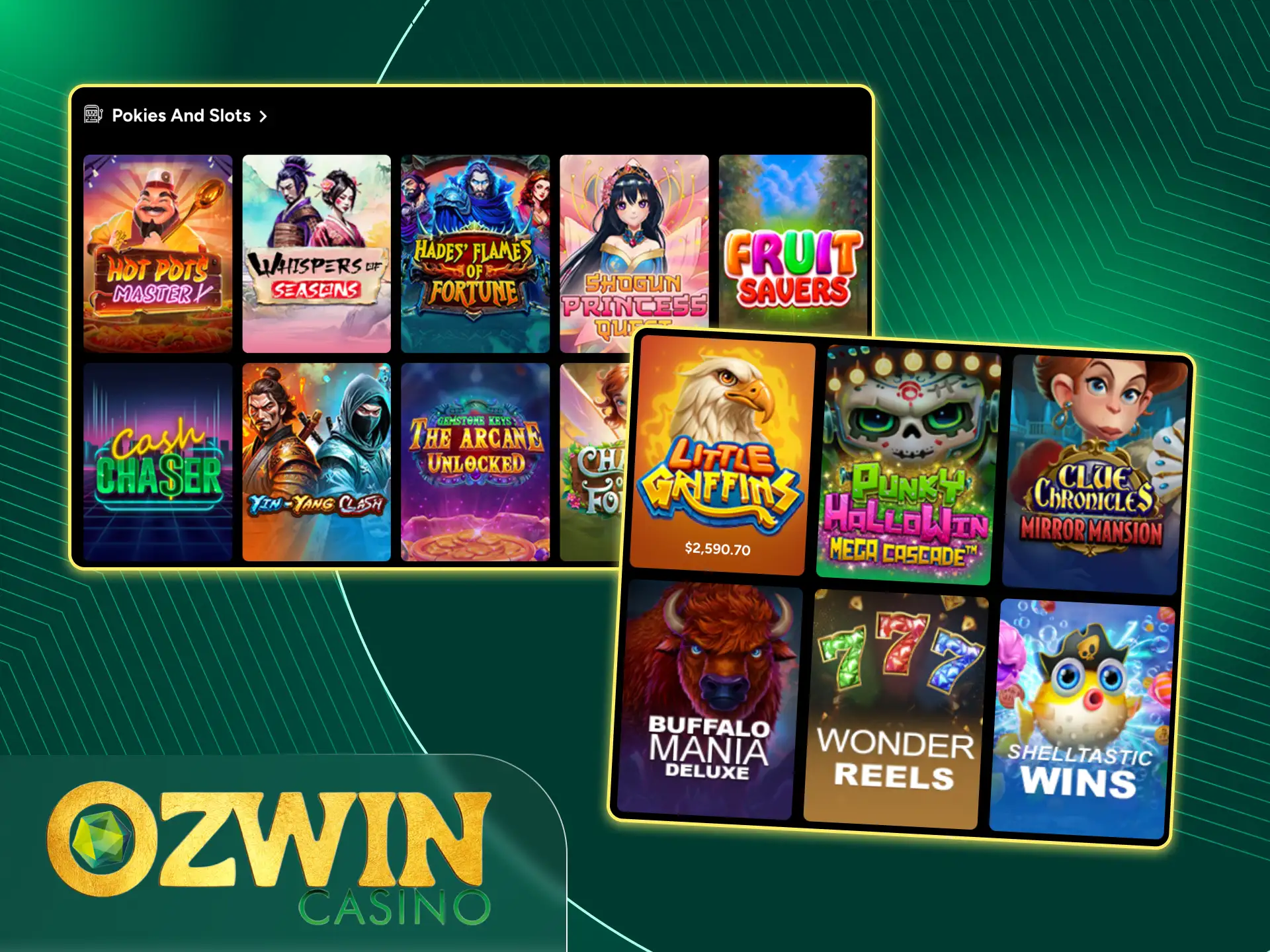 Go to the slot games section in the Ozwin online casino and choose a game that suits you.