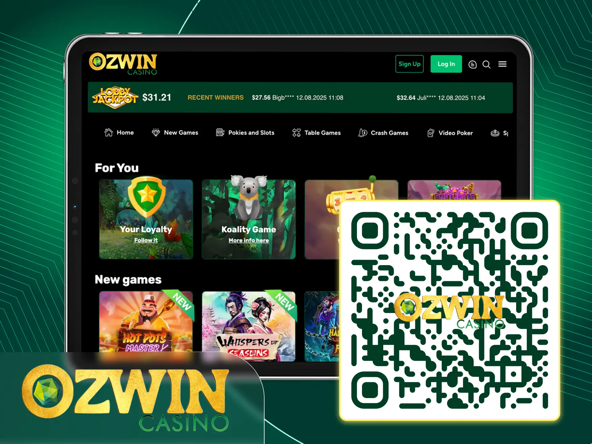 You can download the Ozwin online casino pwa using the QR code.
