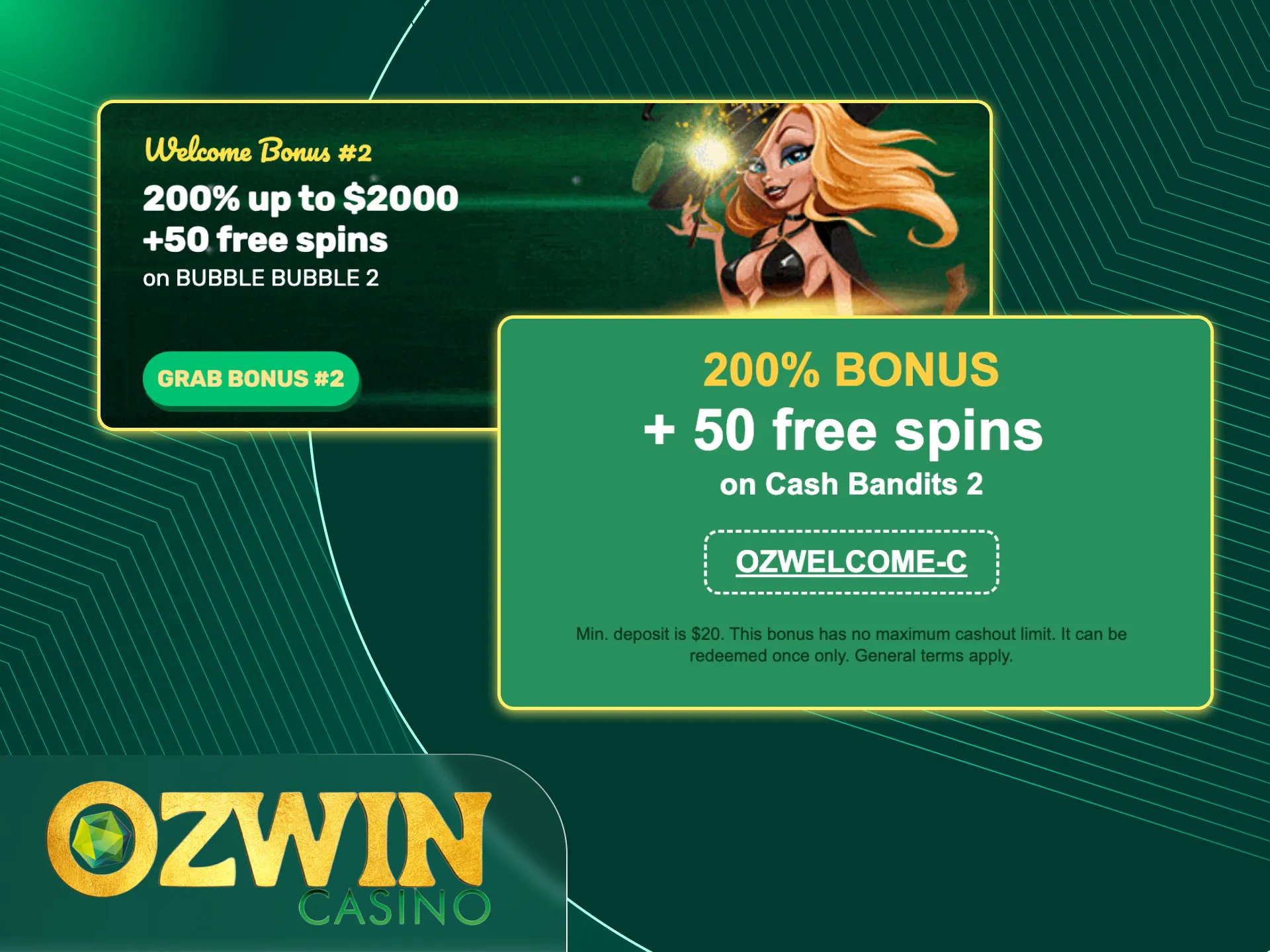 Ozwin online casino players receive a bonus after their second deposit.