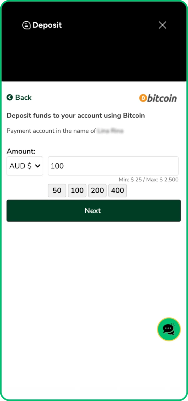 Indicate the deposit amount you want to make.