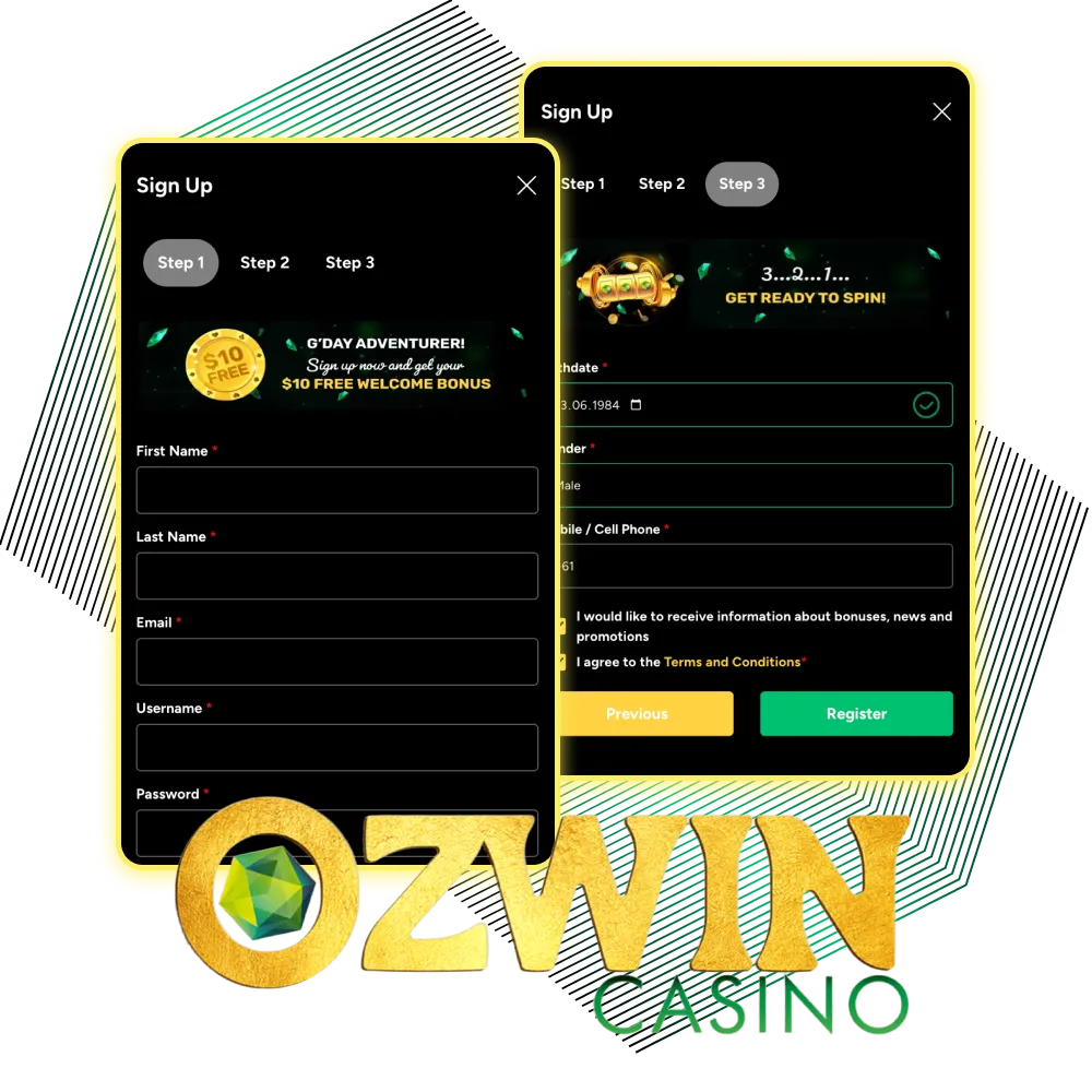 Register at Ozwin online casino to get access to all games and bonuses.